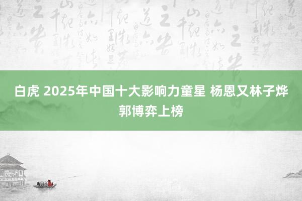 白虎 2025年中国十大影响力童星 杨恩又林子烨郭博弈上榜
