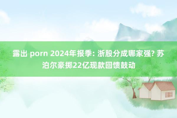 露出 porn 2024年报季: 浙股分成哪家强? 苏泊尔豪掷22亿现款回馈鼓动